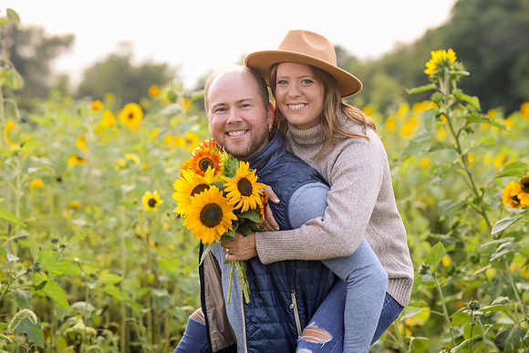 Lannon Sunflower Field Engagement - WI Sunflower Engagement Session - MemoryLanePhotography