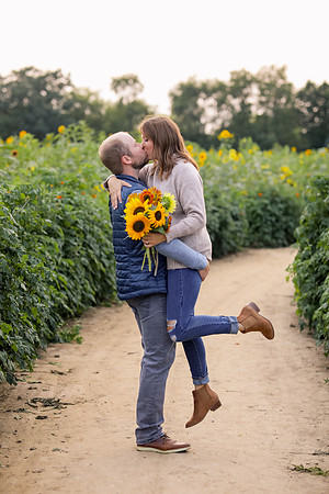 Lannon Sunflower Field Engagement - WI Sunflower Engagement Session - MemoryLanePhotography