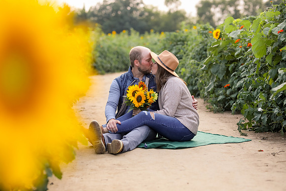 Lannon Sunflower Field Engagement - WI Sunflower Engagement Session - MemoryLanePhotography